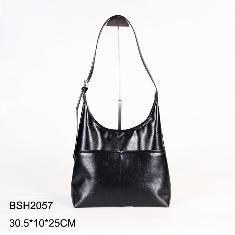 Fashion Womens Hobo Tote Bag With Two Pockets Outside